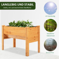 Hochbeet mit Vliesstofftuch Holz 124x60x81cm