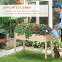 Hochbeet mit Vliesstofftuch Massivholz 122.5x56.5x76cm