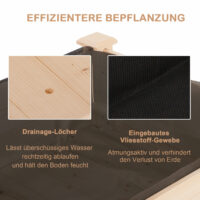 Hochbeet mit Vliesstofftuch Massivholz 122.5x56.5x76cm