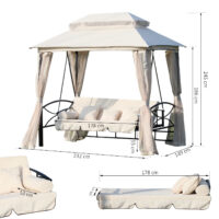 Hollywoodschaukel Pergola 3 Pers. + Seitenwände + Liegefunktion