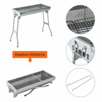 Holzkohlegrill Edelstahl Terrassen-Grill 73cm