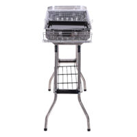 Holzkohlegrill Edelstahl mit Grillplatte und Ablagen 104cm