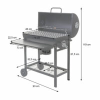 Holzkohlegrill Grillwagen mit Deckel und Ablage 102cm