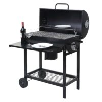 Holzkohlegrill Grillwagen mit Deckel und Ablage 102cm