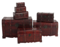 Holztruhe Valence Antikoptik 30x57x29cm ~ rund