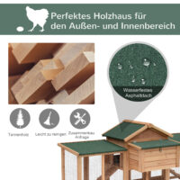 Hühnerstall mit Freilaufgehege und Nistkasten 204x85x93cm