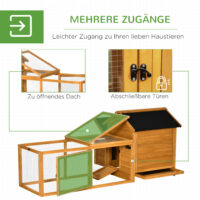 Hühnerstall mit Nistkasten und Auslauf 180x92x78cm