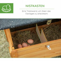 Hühnerstall mit Nistkasten und Auslauf 180x92x78cm