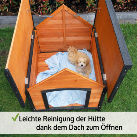 Hundehütte Balu L Wetterfest mit Dachluke