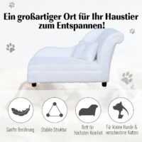 Hundesofa Lang-Plüsch Hundebett Chaiselongue weiss