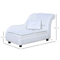Hundesofa Lang-Plüsch Hundebett Chaiselongue weiss