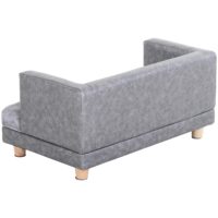 Hundesofa PU-Leder + Kurz-Plüsch Hundebett grau