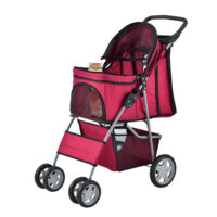 Hundewagen Buggy Niceville mit Regenschutz 73x46x100cm Rot