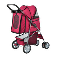 Hundewagen Buggy Niceville mit Regenschutz 73x46x100cm Rot