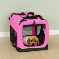 Hundetransportbox M PINK Faltbar Hundebox Trage Tasche
