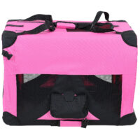 Hundetransportbox M PINK Faltbar Hundebox Trage Tasche