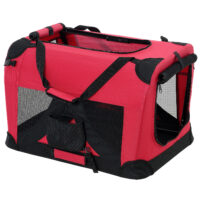Hundetransportbox M ROT Faltbar Hundebox Trage Tasche