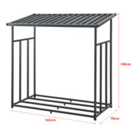 Brennholzunterstand Yakutat Metall Schwarz 145x143x70cm