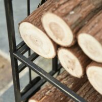 Kaminholzregal mit Kaminbesteck 51cm Gold Schwarz