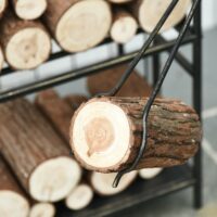 Kaminholzregal mit Kaminbesteck 51cm Gold Schwarz