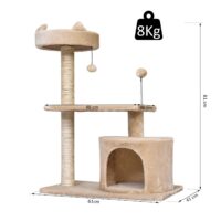 Katzenbaum mit Hängebett 3-Stock 60x40x81cm