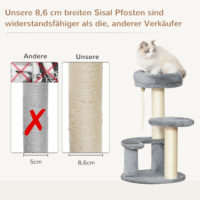 Katzenbaum mit Hängematte Sisalsäulen Grau Ø40xH65cm