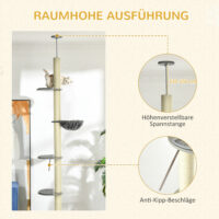 Katzenkratzbaum Deckenhoch 230-250cm mit Hängematte