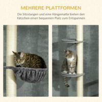 Katzenkratzbaum Deckenhoch 230-250cm mit Hängematte