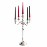 Kerzenleuchter Kerzenständer 5-armig aus Metall vernickelt ~ 77 cm