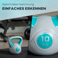 Kettlebell 10kg Bodenschonende Kugelhantel Kunststoffmantel