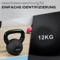 Kettlebell 12kg Kugelhantel aus Gusseisen Neoprenbeschichtung