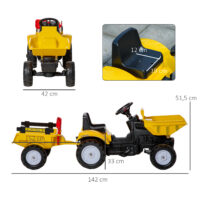 Kinder-Traktor mit Ladeschaufel Kipper und Anhänger