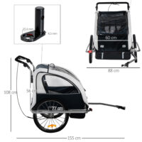 Kinderanhänger Fahrradanhänger mit Fahne für 2 Kinder Veloanhänger