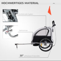 Kinderanhänger Fahrradanhänger mit Fahne für 2 Kinder Veloanhänger
