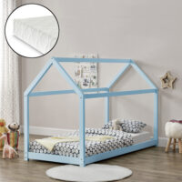 Kinderbett Netstal 90x200 cm mit Matratze Blau