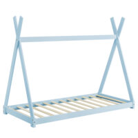 Kindebett Onejda 90x200 cm mit Matratze Tipi Holz Blau