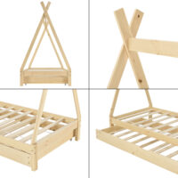 Kinderbett Cree 90x200 cm Tipi Indianer Holz