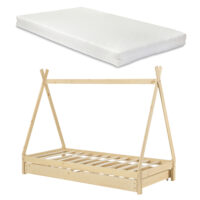 Kinderbett mit Ausziehbett Cree 90x200 cm Tipi mit Matratze