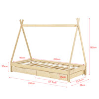 Kinderbett Maine 90x200 cm Tipi Indianer Holz