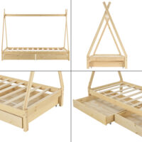 Kinderbett Maine 90x200 cm Tipi Indianer Holz