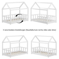 Kinderbett Hausbett mit Rausfallschutz 80x160cm Weiss