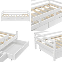 Kinderbett Reykholt 90x200 cm mit Stauraum + Rausfallschutz