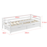 Kinderbett Reykholt 90x200 cm mit Stauraum + Rausfallschutz