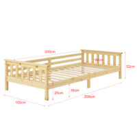 Kinderbett Nuuk 90x200 cm mit Matratze und Staurau  Holz