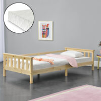 Kinderbett Nuuk 90x200 cm mit Matratze und Staurau  Holz