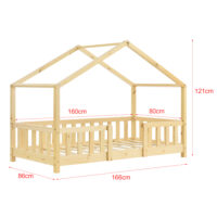 Kinderbett Treviolo 80x160 cm mit Lattenrost und Gitter Holz