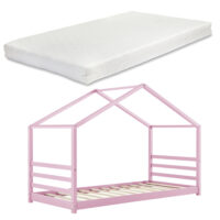 Kinderbett Vardø 90x200 cm mit Matratze Rosa