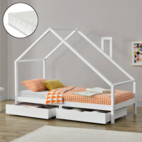 Kinderbett Assling mit 2 Schubkasten und Matratze 90x200cm