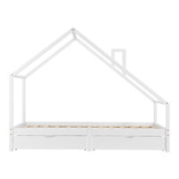 Kinderbett Assling mit 2 Schubkasten und Matratze 90x200cm