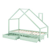 Kinderbett Assling mit 2 Schubkasten 90x200cm Mintgrün